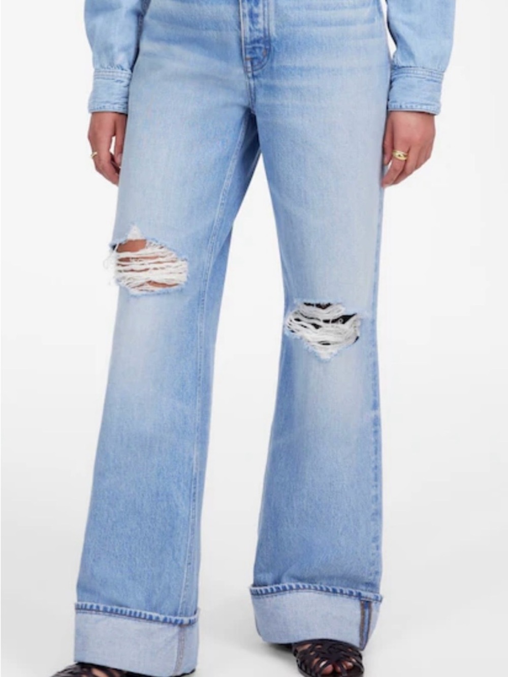 Madewell Low Slung Baggy Jeans W27 Light Washed Distressed Straight Leg Jean NWT - Picture 10 of 12